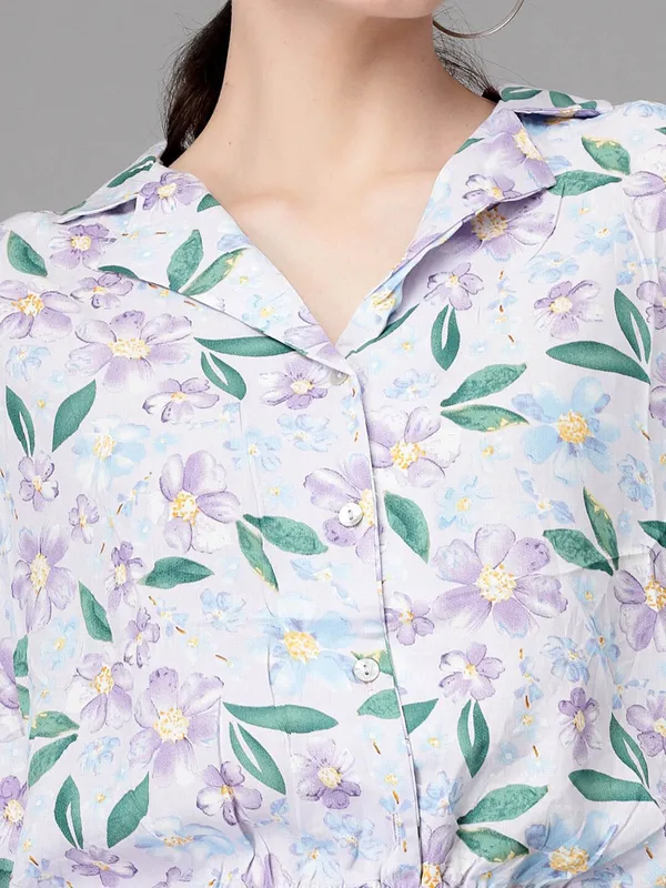 GLOBAL REPUBLIC multi color floral print crop shirt