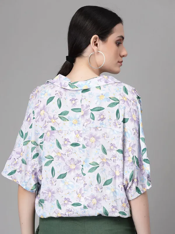 GLOBAL REPUBLIC multi color floral print crop shirt