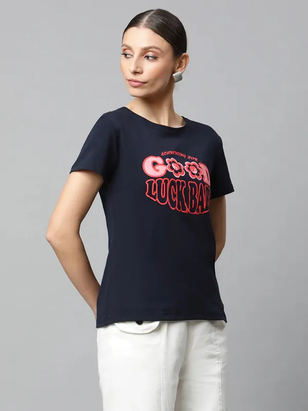 Global Republic navy printed t shirt