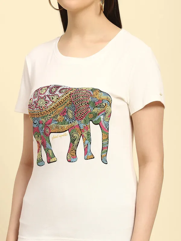 GLOBAL REPUBLIC off white t-shirt in cotton