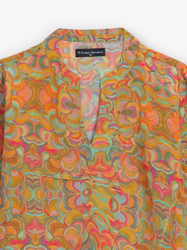 GLOBAL REPUBLIC orange printed top