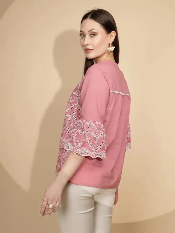 GLOBAL REPUBLIC pink cotton caual top