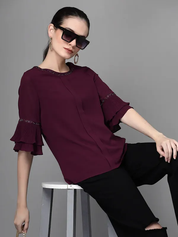 Global Republic purple georgette top