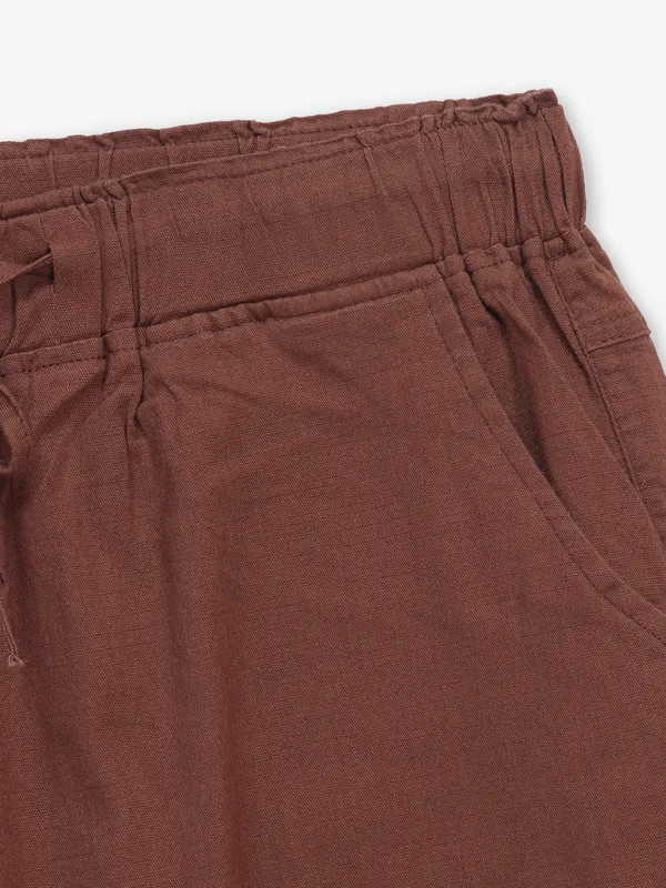 GLOBAL REPUBLIC solid brown cotton pant