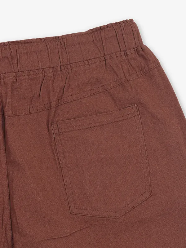 GLOBAL REPUBLIC solid brown cotton pant