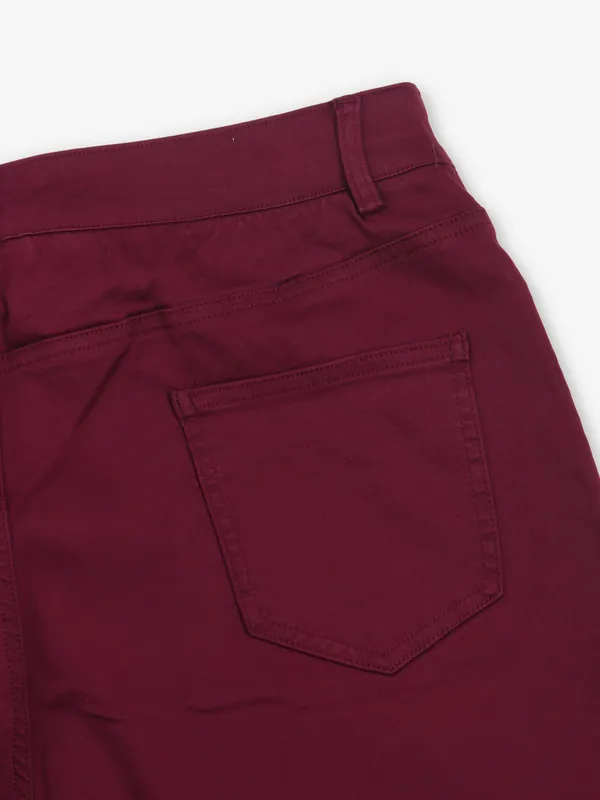 GLOBAL REPUBLIC solid wine cotton pant