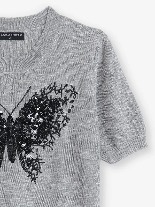 GLOBAL REPUBLIC viscose grey top