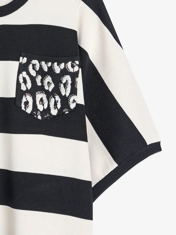 Global Republic white and black stripe top