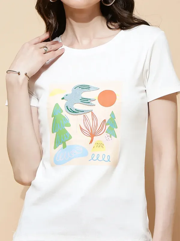 GLOBAL REPUBLIC white printed t-shirt