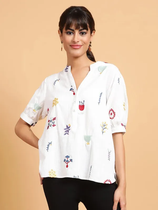GLOBAL REPUBLIC white printed top
