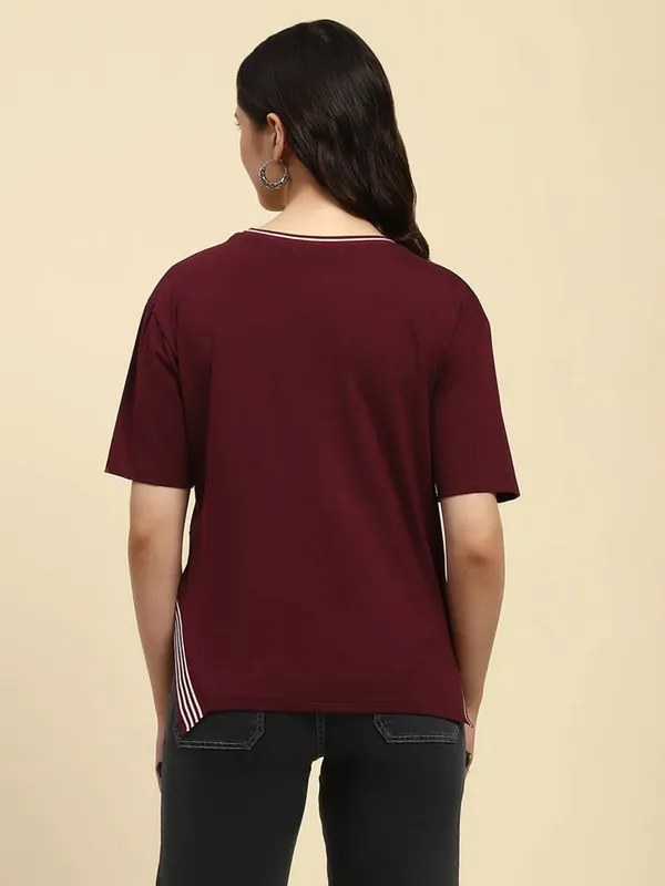 GLOBAL REPUBLIC wine cotton t-shirt