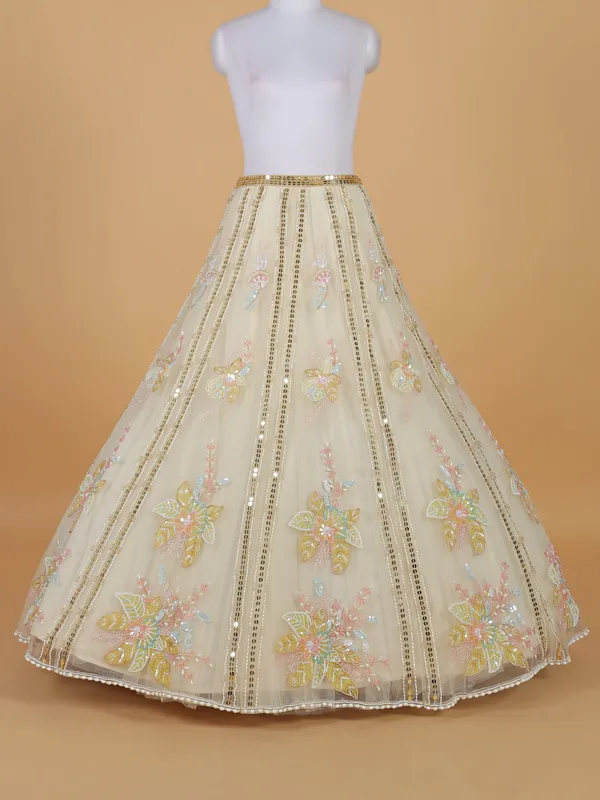 Glorious gold net lehenga choli with sequins work