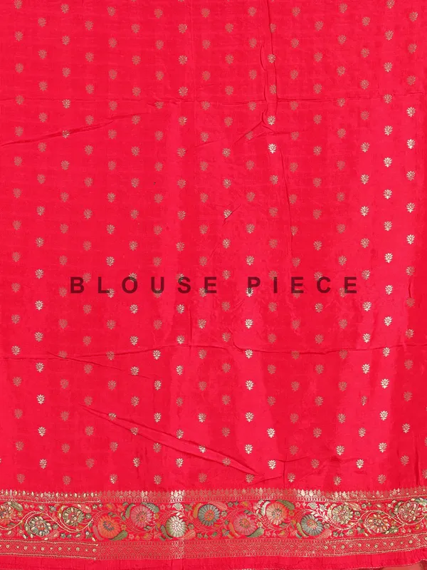Glorious pinkish red silk saree with unstitched blouse