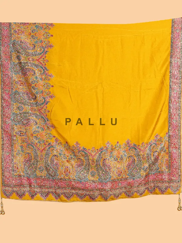 Glorious yellow saree with heavy work