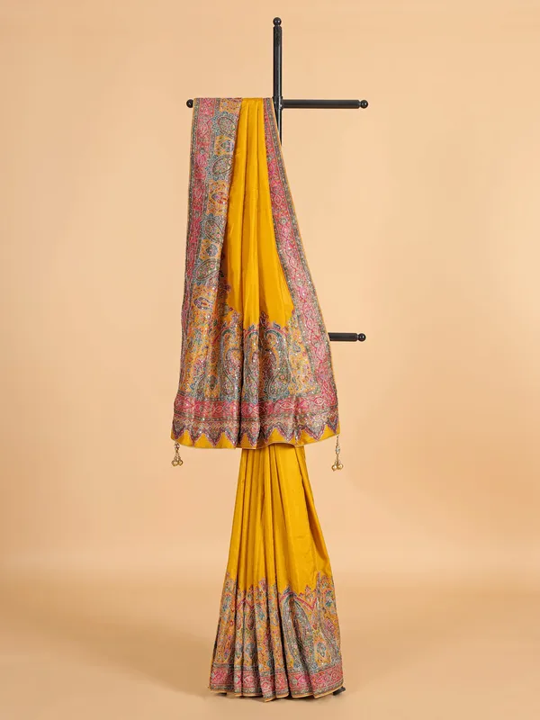 Glorious yellow saree with heavy work