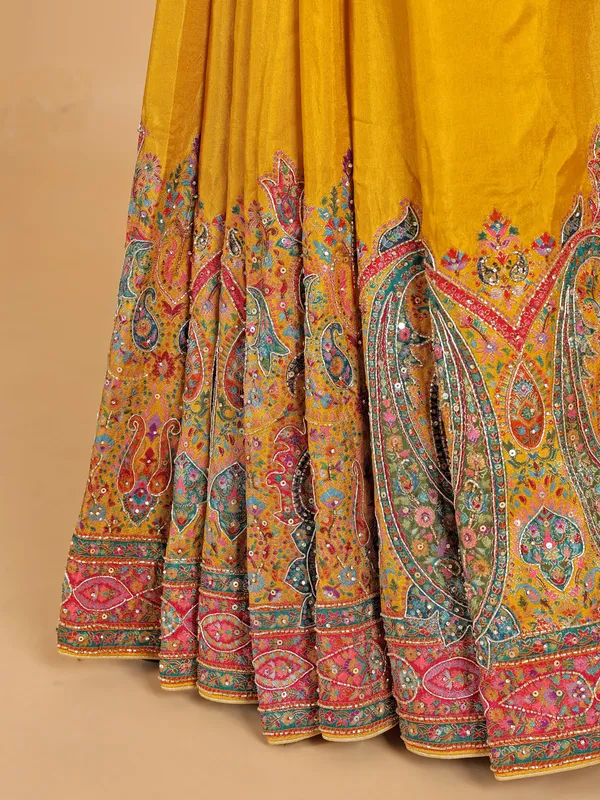 Glorious yellow saree with heavy work