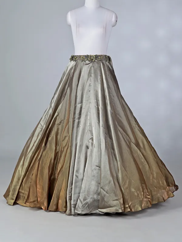 Gold and grey tissue silk lehenga choli