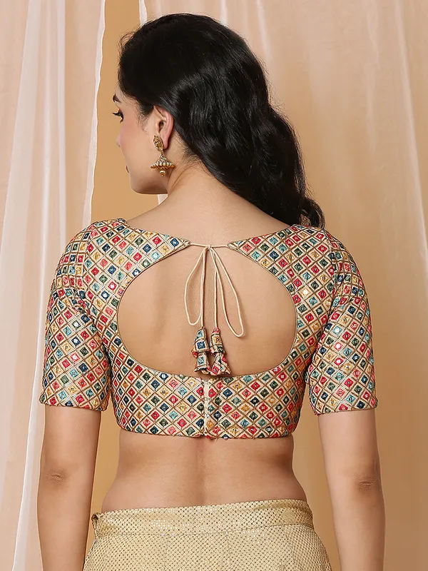 Gold georgette embroidery blouse
