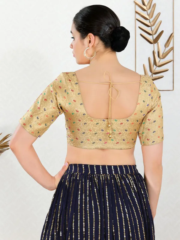 Gold jacquard ready made blouse