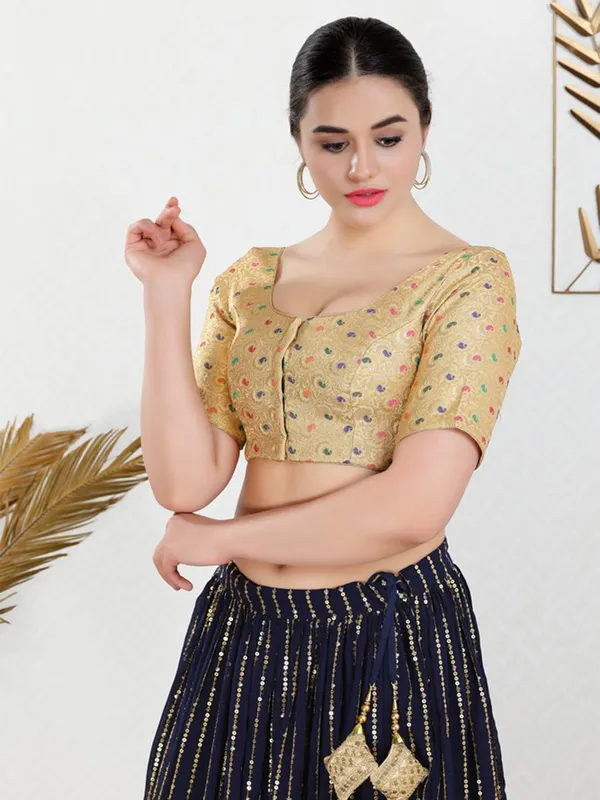 Gold jacquard ready made blouse