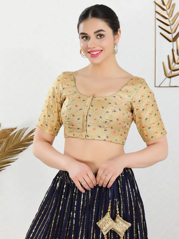Gold jacquard ready made blouse