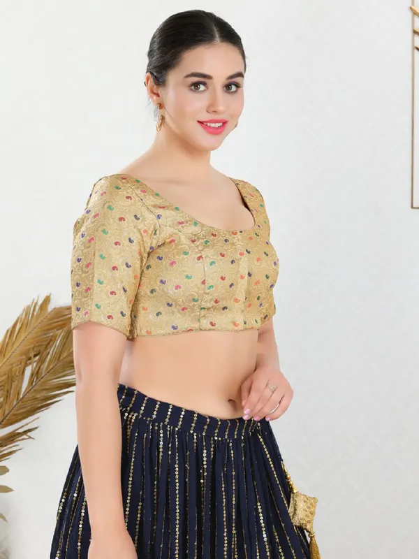 Gold jacquard ready made blouse