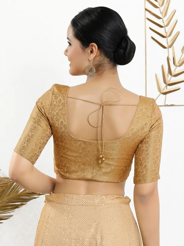 Gold jacquard zari weaving blouse