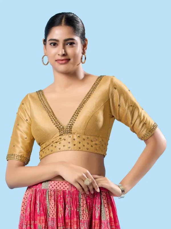 Gold mulbury silk blouse