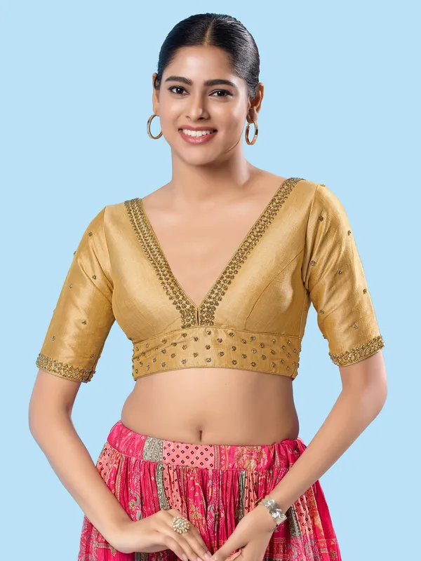 Gold mulbury silk blouse