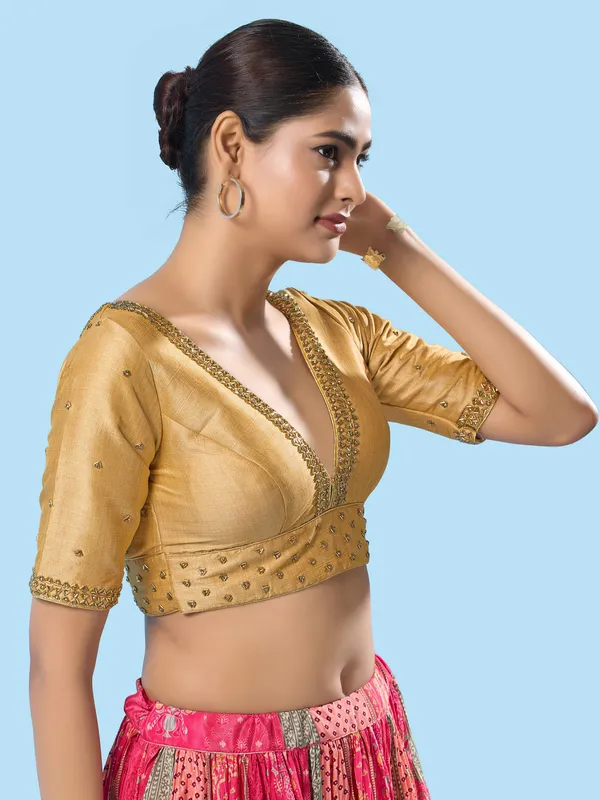 Gold mulbury silk blouse