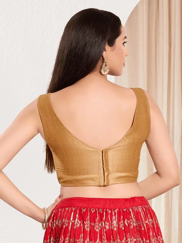 Gold ready made blouse in rich silk for women