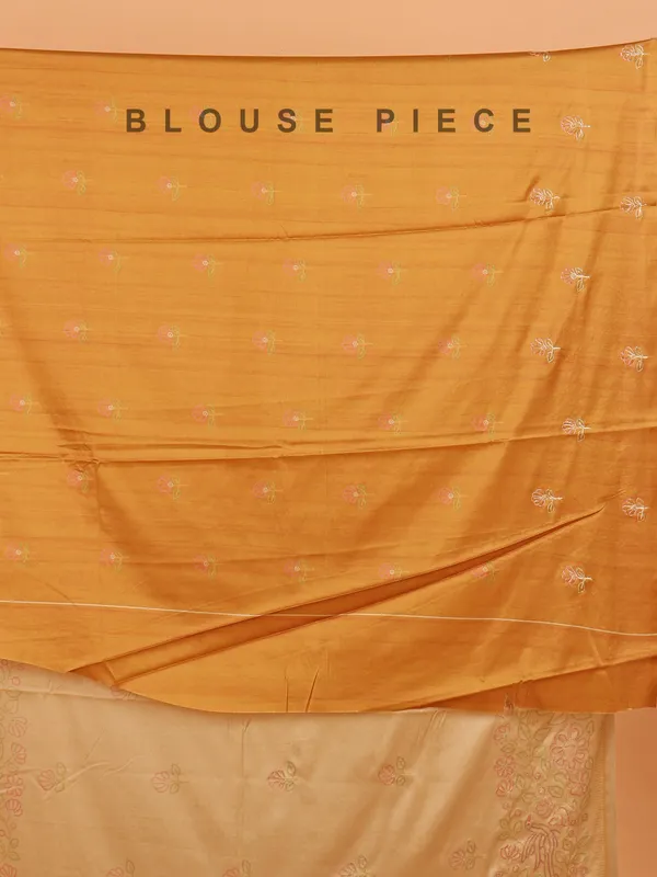Gold semi silk printed wedding wear saree