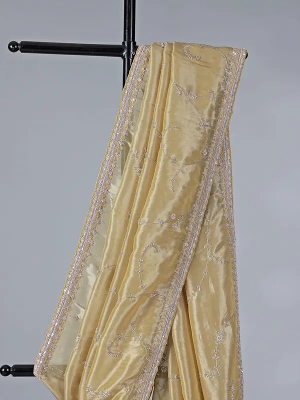 Gold tissue silk saree with zardosi detailing