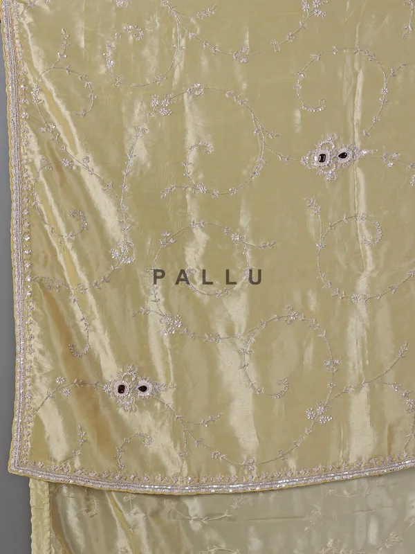 Gold tissue silk saree with zardosi detailing