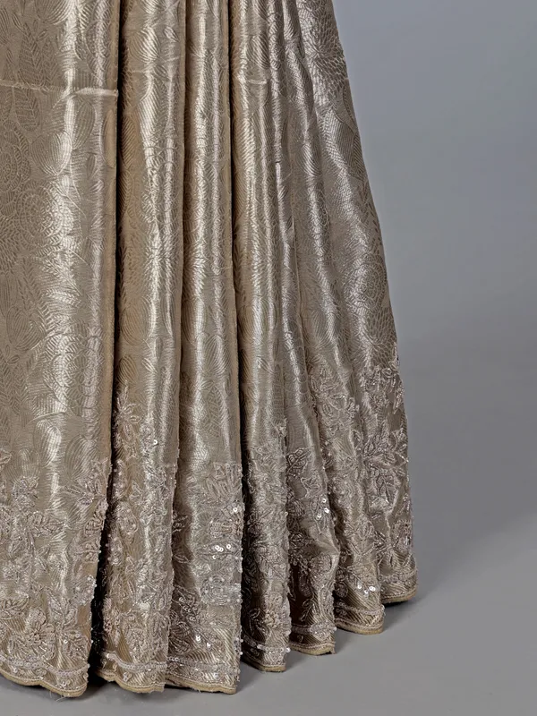 Gold tissue silk saree with zardosi work