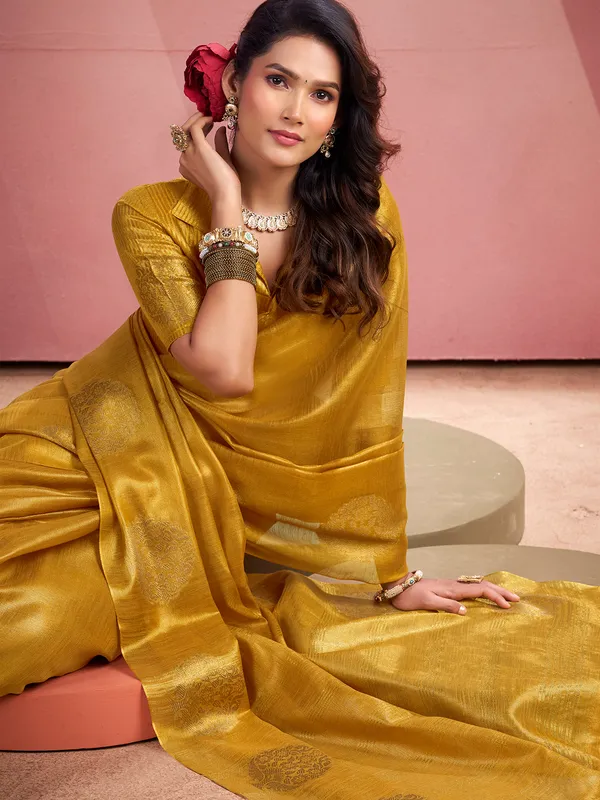 Gold tissue silk saree with zari weaving