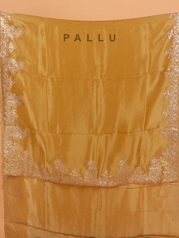 Golden brown wedding wear saree in organza
