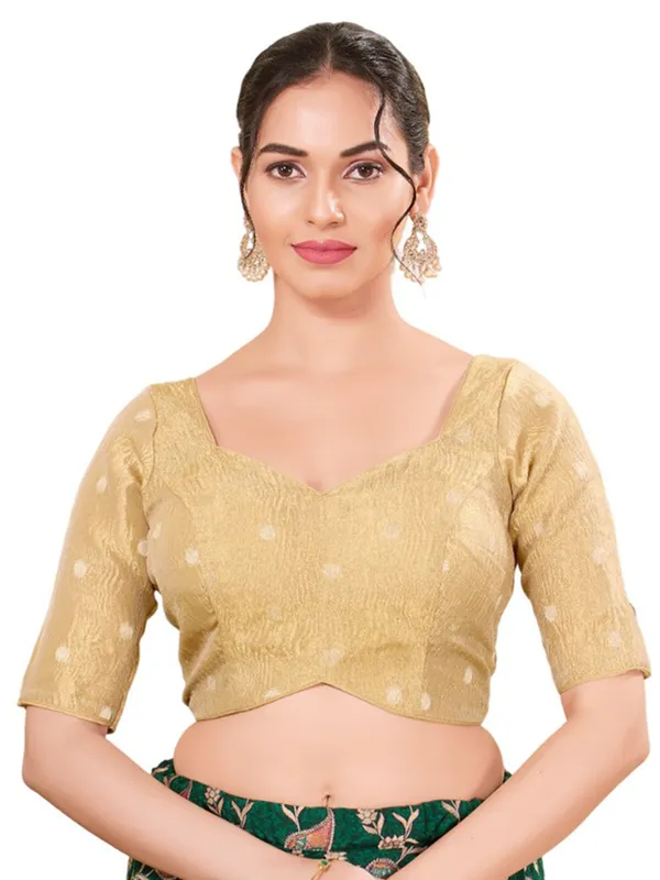 Golden cotton silk ready made blouse