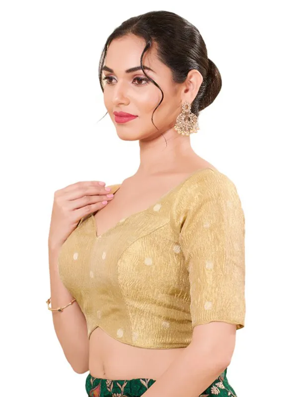 Golden cotton silk ready made blouse