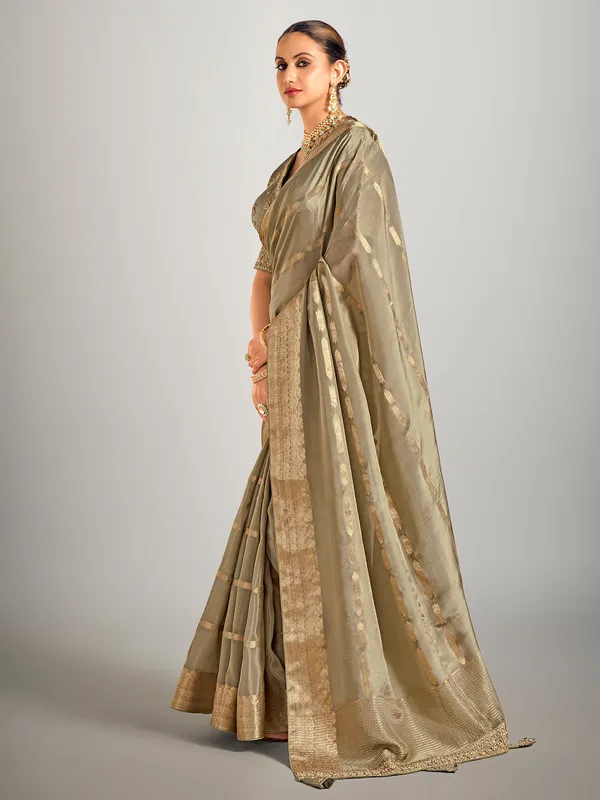 Pastel pista green dola silk saree