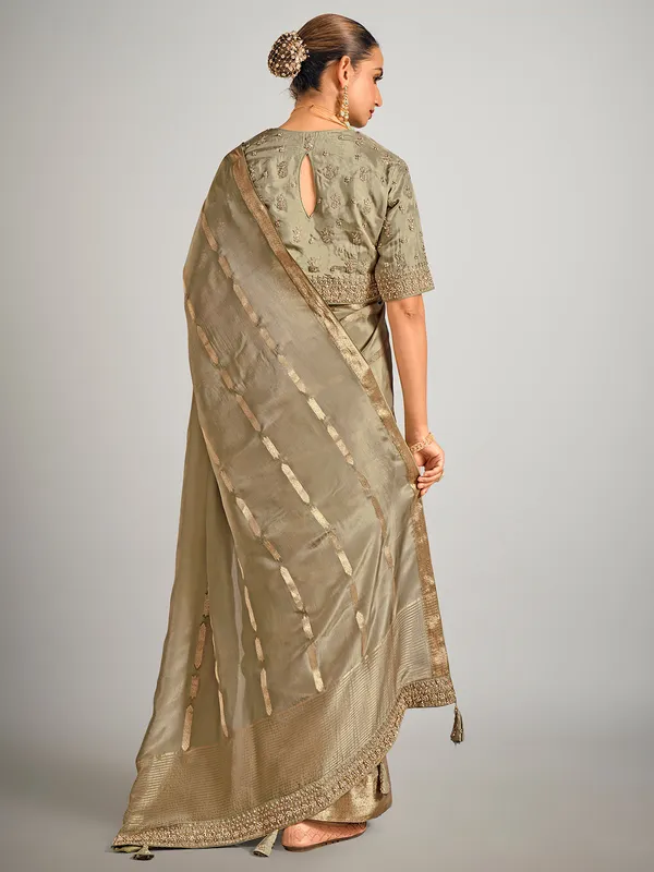 Pastel pista green dola silk saree