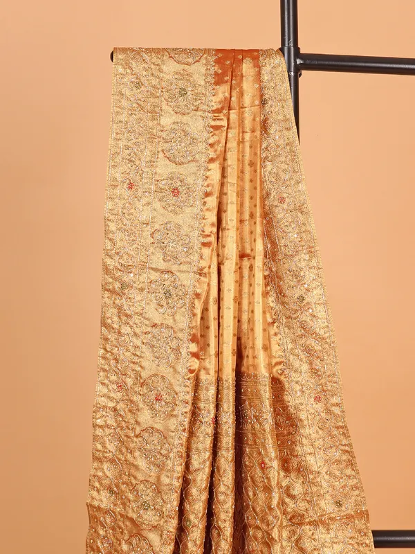 Golden kanjivaram tissue silk saree