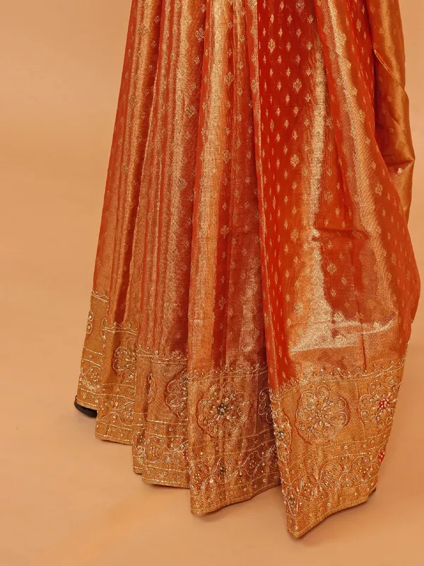 Golden kanjivaram tissue silk saree