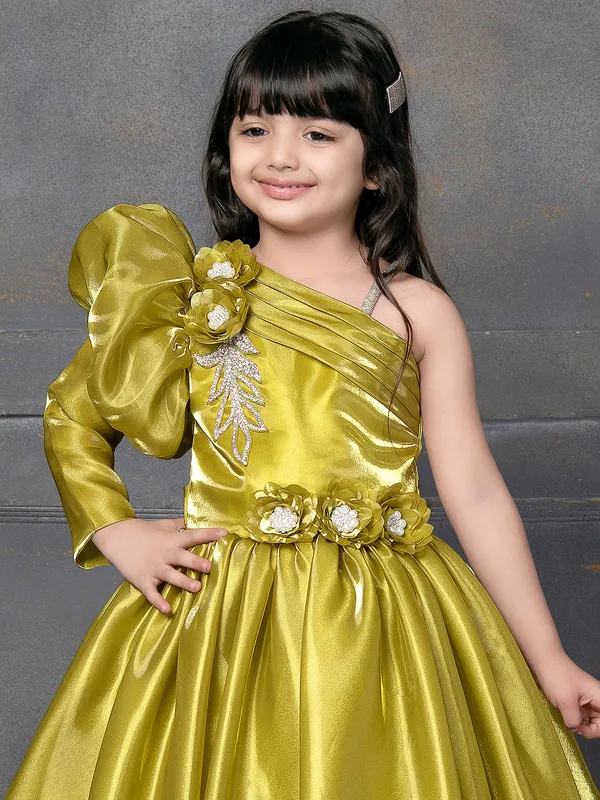 Golden silk frock for girls