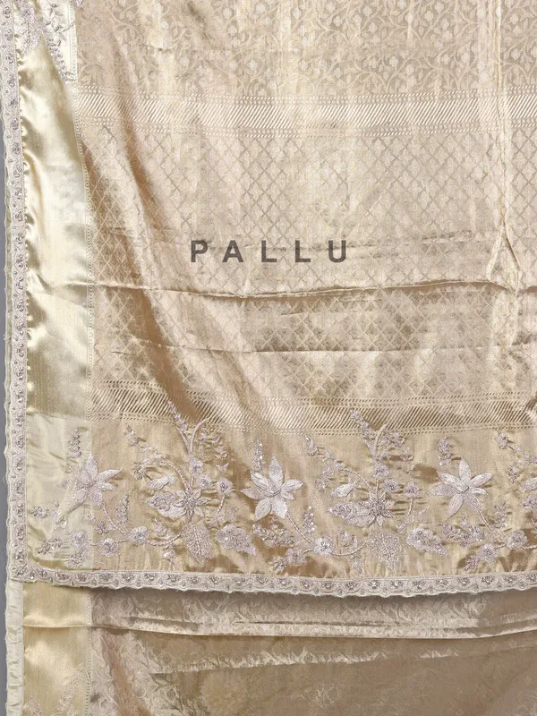 Golden tissue silk rich embellished saree for wedding wear