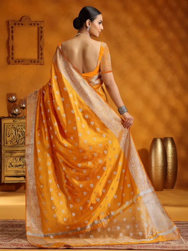 Golden Yellow silk saree