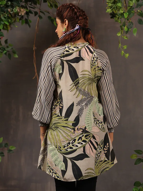 Gorgeous beige silk tunic top