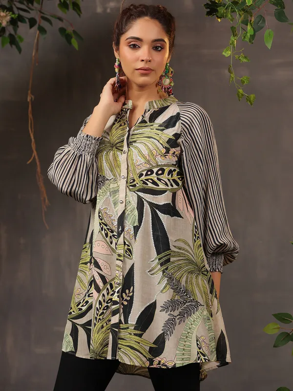 Gorgeous beige silk tunic top
