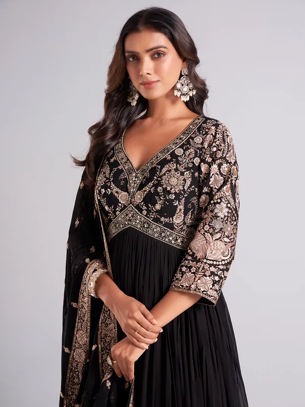Gorgeous black georgette anarkali salwar suit