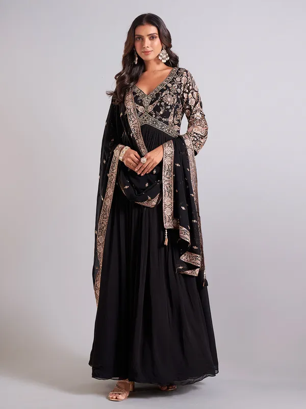 Gorgeous black georgette anarkali salwar suit